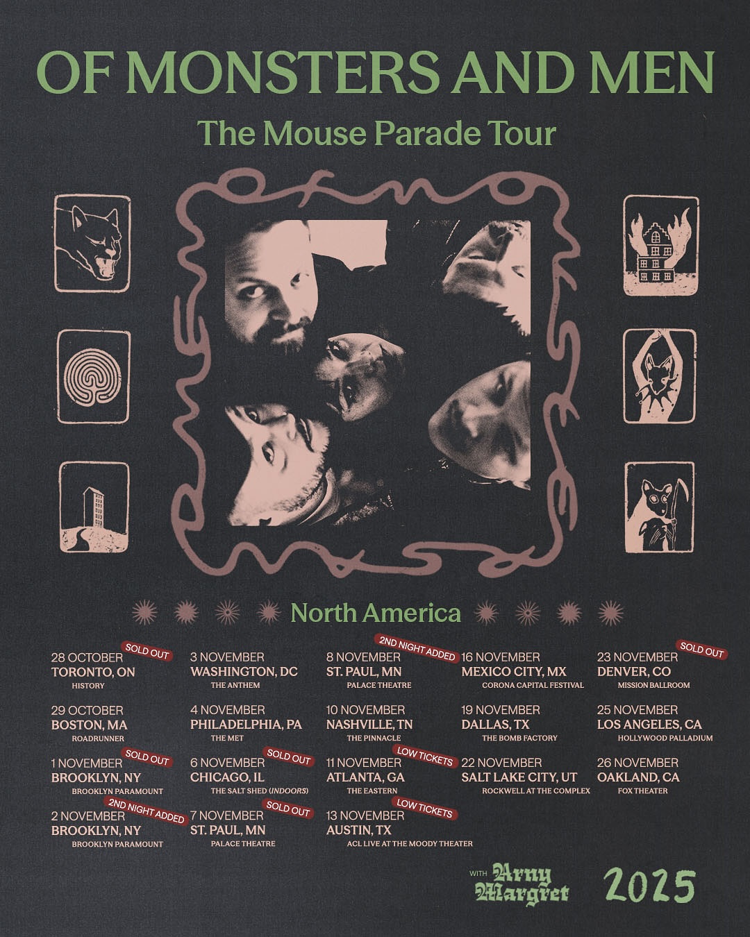 Of Monsters and Men The Mouse Parade Tour Poster 2025-2026
