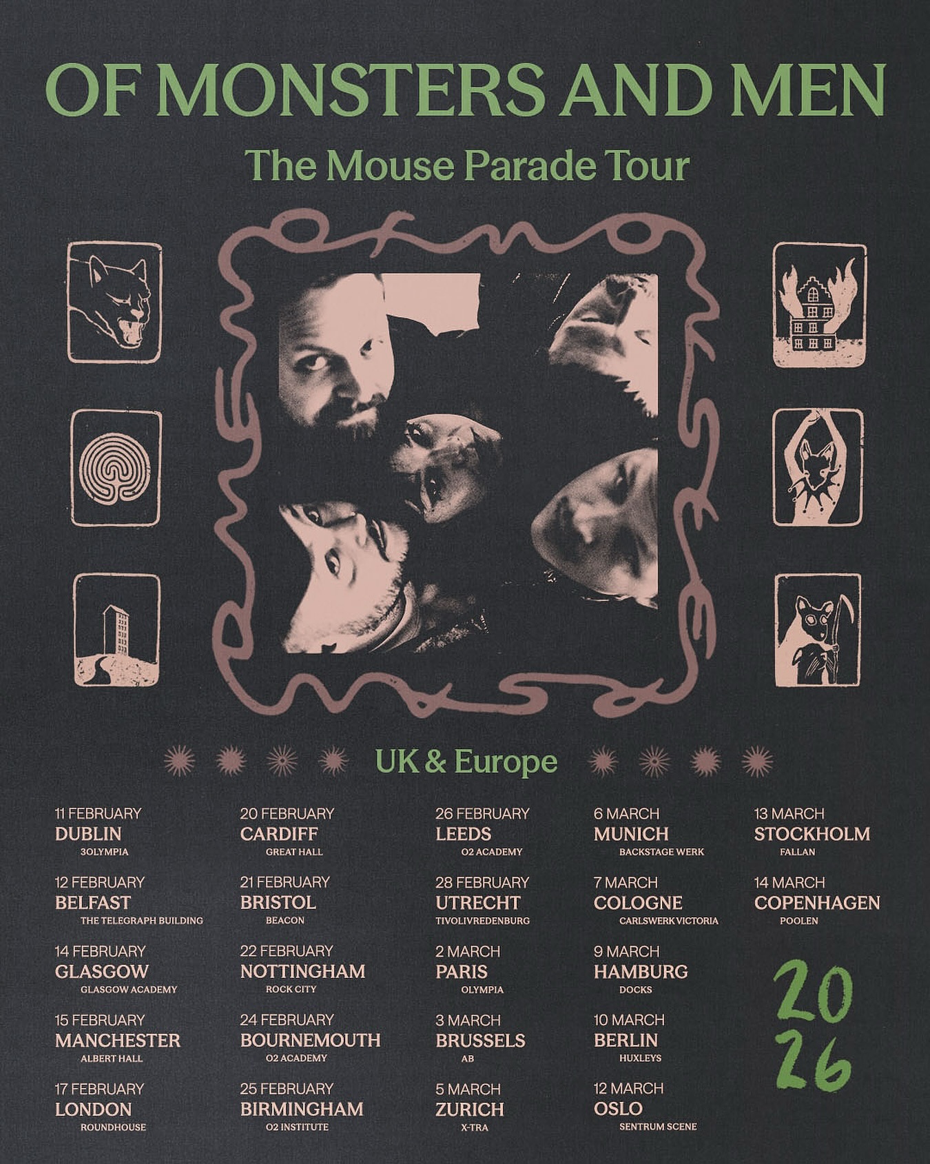 Of Monsters and Men The Mouse Parade Tour Poster 2025-2026